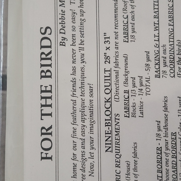 Debbie Mumm "For the Birds" Wallhanging Quilt Patterns - Picture 6 of 11